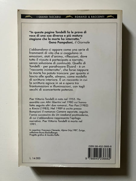 Pier Vittorio Tondelli - L'abbandono. Racconti dagli anni Ottanta