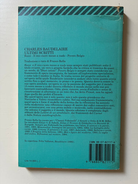 Charles Baudelaire - Ultimi scritti. Razzi, Il mio cuore messo a nudo, Povero Belgio