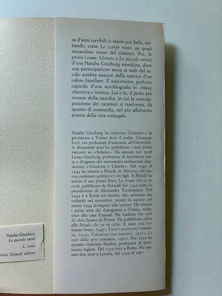 Natalia Ginzburg - Le piccole virtù