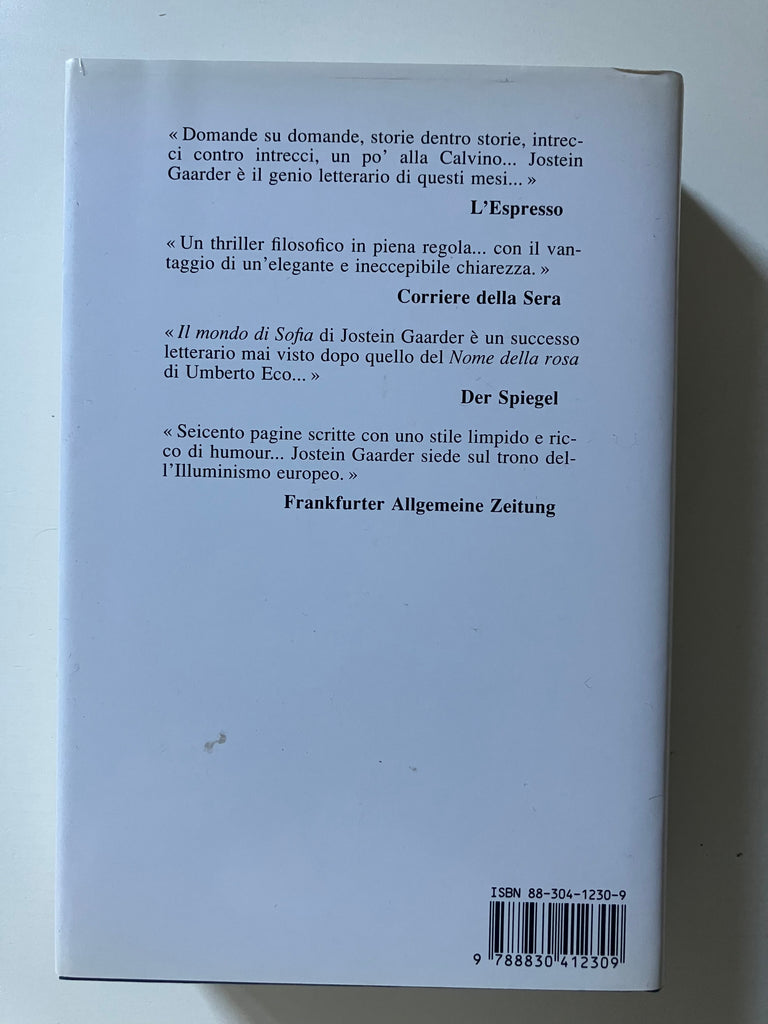 GAARDER IL MONDO DI SOFIA ROMANZO SULLA STORIA DELLA FILOSOFIA LONGANESI  1994
