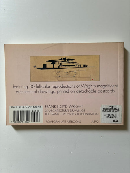 Frank Lloyd Wright - 30 Architectural drawings. A book of postcards